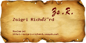 Zsigri Richárd névjegykártya